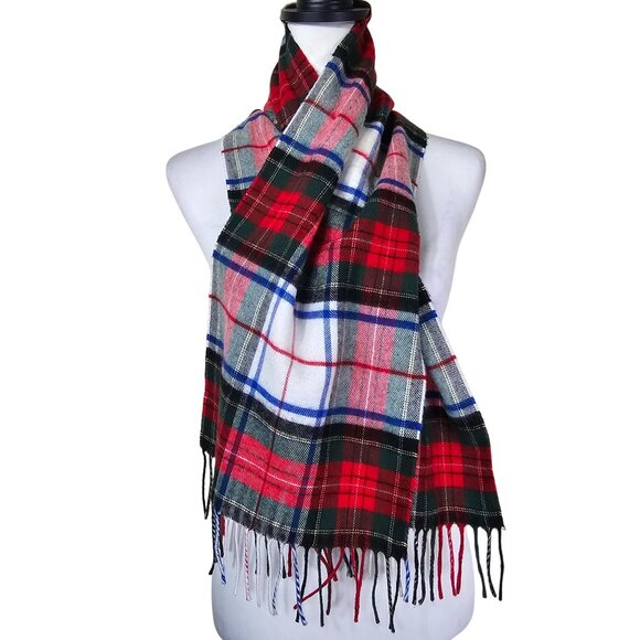 Christian Dior Monsieur Tartan Plaid Scarf with Fringe Preppy Academia Old Money - Picture 1 of 5